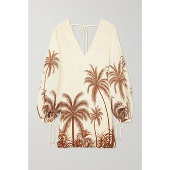  안드레스 오탈로라 Y 엘 마 프린트 리넨 미니 원피스 46376663162973394