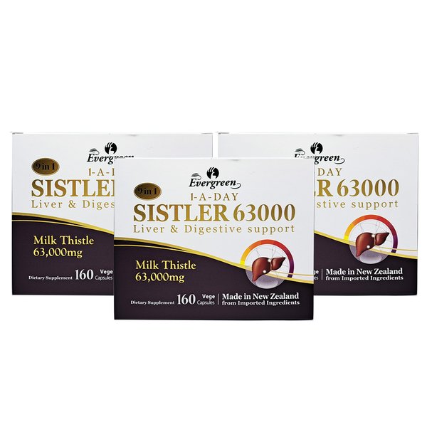 뉴질랜드 Evergreen 에버그린 밀크 시슬 63000mg 160캡슐 3팩