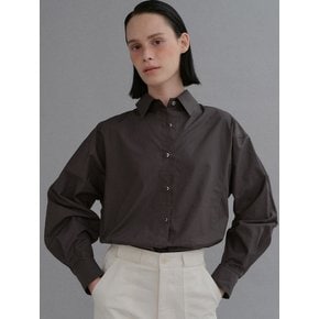 Embroidery cotton pintuck shirt_charcoal