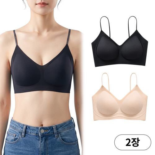 NU028 여성 쿨링 얇은 시원한 통기성 심리스 노와이어 브라 2종 세트