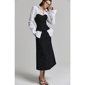 black tweed long skirt