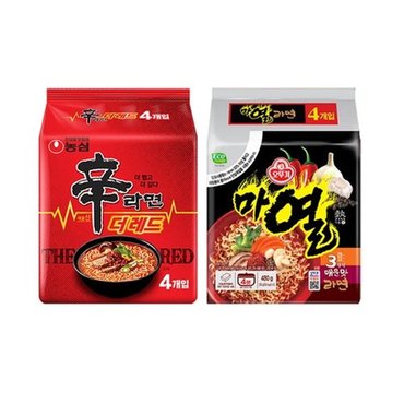  오뚜기 마열라면 120g x 4봉 + 농심 신라면 더레드 125g x 4봉