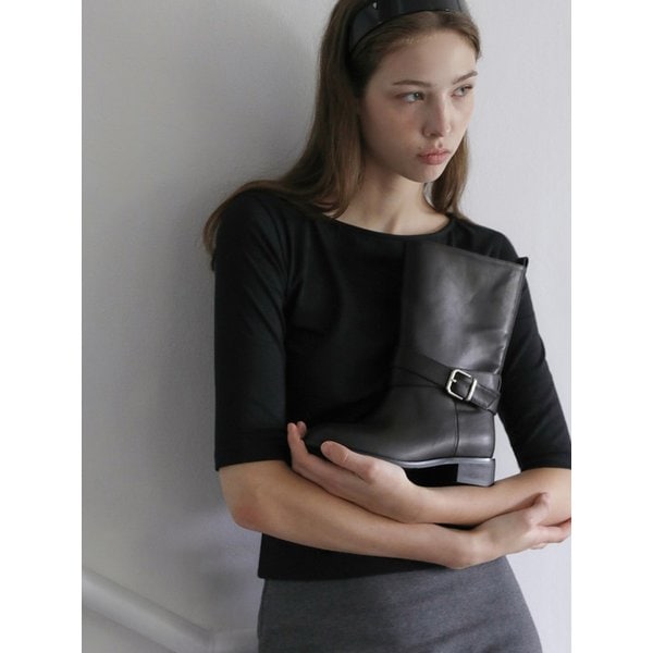 로미린 버클 스트랩 부츠 (3.5cm)