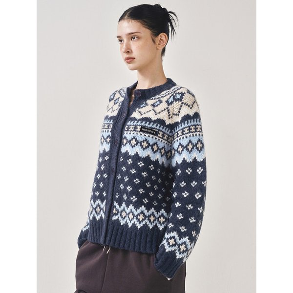 FAIR ISLE JACQUARD SWEATER CARDIGAN_NAVY