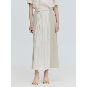 Coloration Pleats Skirt_Light Beige