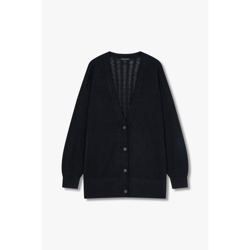 ARMANI EXCHANGE 여성 백 케이블 브이넥 롱 가디건( A425132503) 블랙