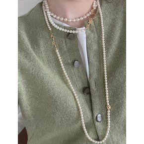 Sea Rock & Stellar Bead Long Pearl Necklace