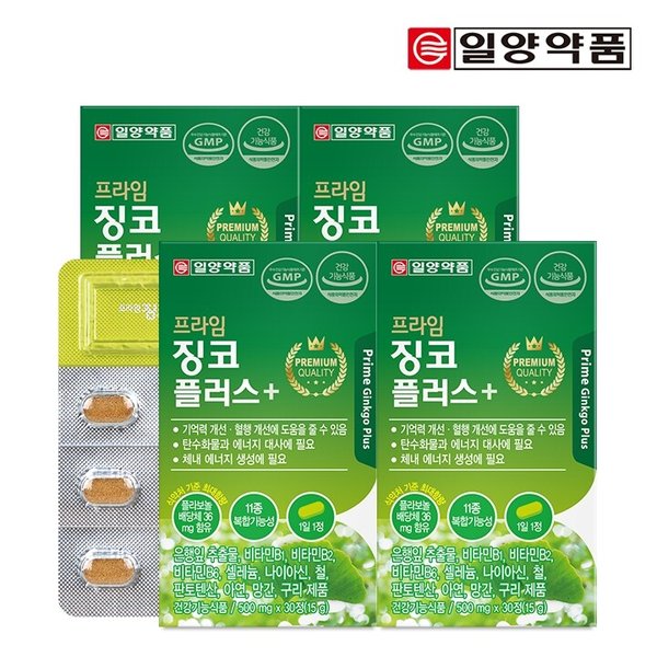 프라임 징코 플러스 500mg x 30정 4박스 (총 4개월분)
