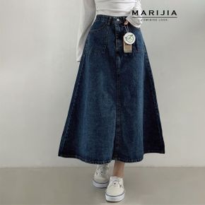 딥워시 데님 A라인 롱 스커트 MDEB32011_P409527913