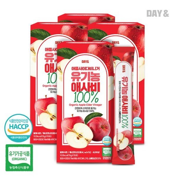 데이앤 애플사이다비니거 유기농 애사비 100 15포 4박스