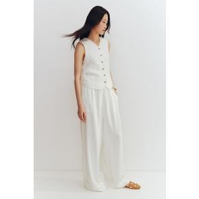 리넨 블렌드 와이드 팬츠 화이트 1259098005