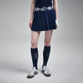 [마르디메크르디악티프]ACCORDIAN MINI SKIRT JACQUARD BAND ALL FLOWERS_NAVY IVORY