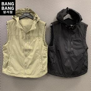 HC04 봄남성 지퍼 후드하이넥 바람막이조끼 여름초가을 단색 밑단스트링 민 (S30949548)