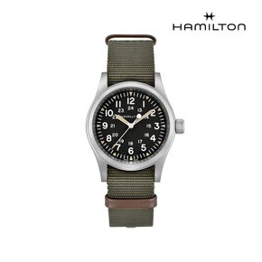 H69439931 카키 필드 메카니컬 38mm 다크 다이얼 카키 나토 스트랩 남성 시계