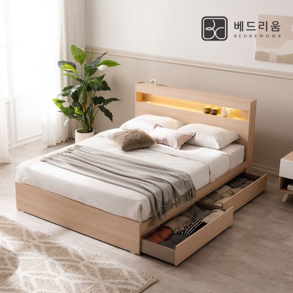 금성침대 베드리움 시그널 LED 서랍침대SS-독립 자카드