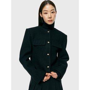 round pad crop jacket_black