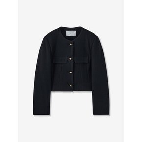 round pad crop jacket_black