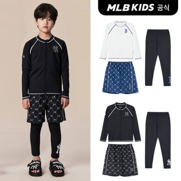 MLB키즈 (공식)24SS 다이아 모노그램 남아 프리미엄 래쉬가드 세트 (2color) 7ASWM0243