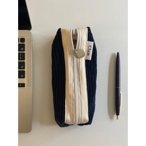 round pencilcase _ Corduroy navy