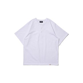 HENLEY NECK COOL AIR SHORT-SLEEVE T-SHIRT (WHITE)