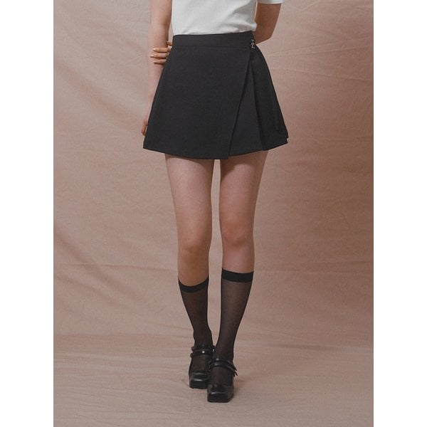 [SPNK] 플리츠 랩 미니 스커트_블랙