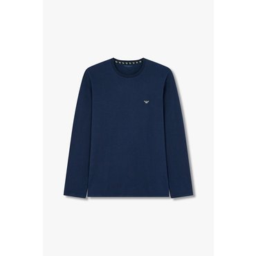 EMPORIO ARMANI 남성 이글 로고 자수 라운지 티셔츠(0814336010)