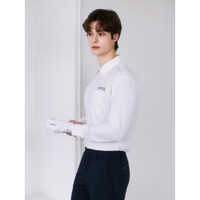 로고 투포켓 카라 롱슬리브 화이트