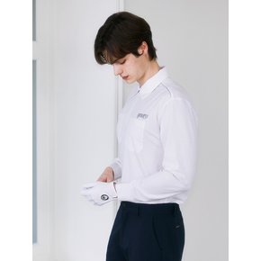 로고 투포켓 카라 롱슬리브 화이트