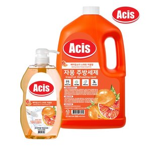 베이킹소다 자몽 주방세제 용기 780ml x1개+3L x1개 1종주방세제 설거지 야채과일세척 주방용