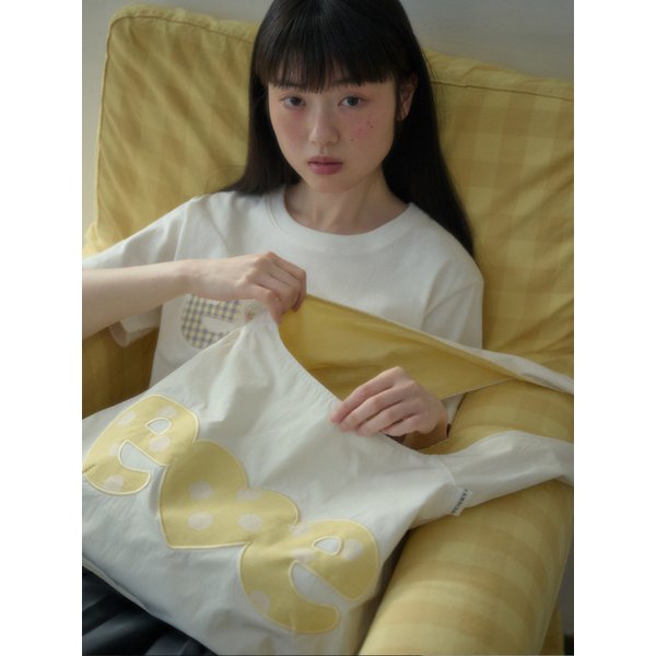 Reversible dot  Nylon Hobo Bag AC801 (Yellow)