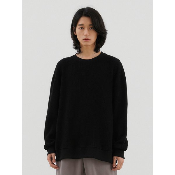 SABLE WAFFLE SWEAT SHIRT BLACK
