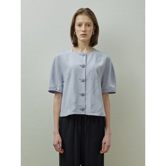 스텝어라운드 Half sleeves silky blouse_BLUE