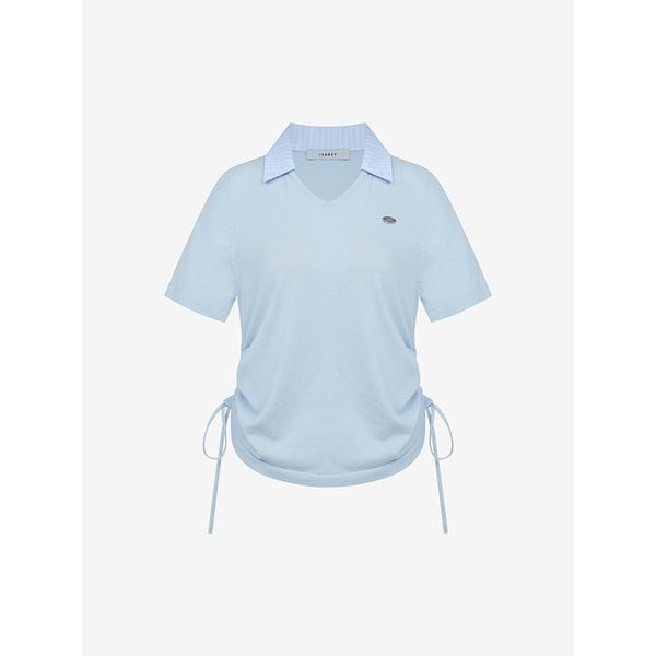 셔츠 카라 배색 반팔 니트 풀오버 (VMUCD2965)