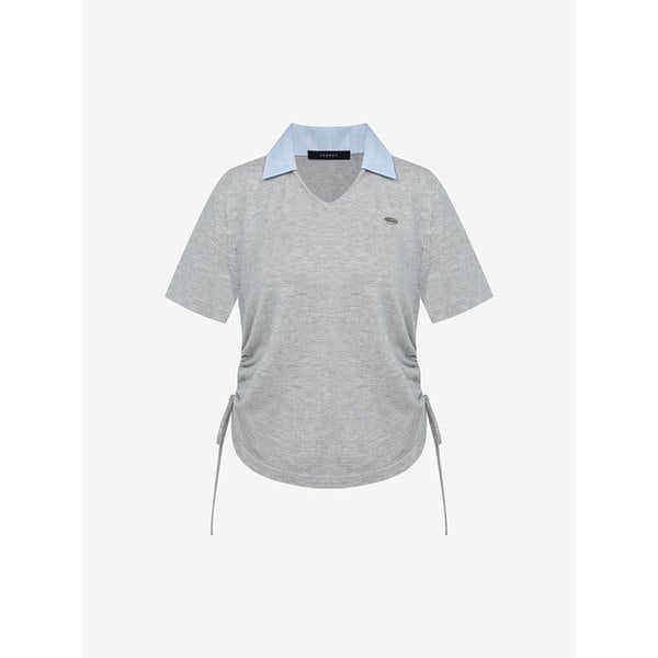 셔츠 카라 배색 반팔 니트 풀오버 (VMUCD2965)