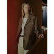 Eco leather classic three button single jacket_Light brown