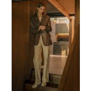 Eco leather classic three button single jacket_Light brown