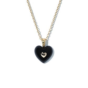 콜드프레임 VERY VINTAGE TINY BLACK GOLD HEART PENDANT NECKLACE