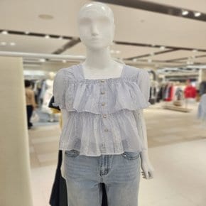 [메르시앤에스/SOUP]패턴 스퀘어넥 허리스모킹반팔블라우스MC5SS80