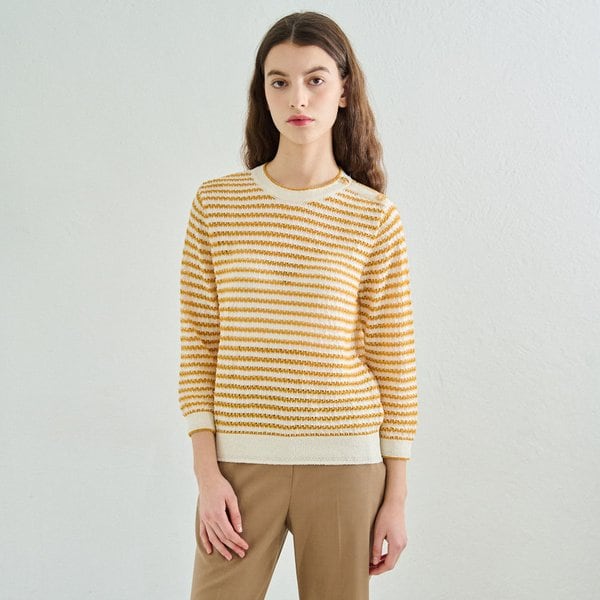 [여주점] 어깨단추 스트라이프 니트 B3M3K407