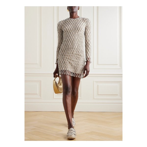 크리스털 장식 메시 미니 드레스 실버 1647597333228520