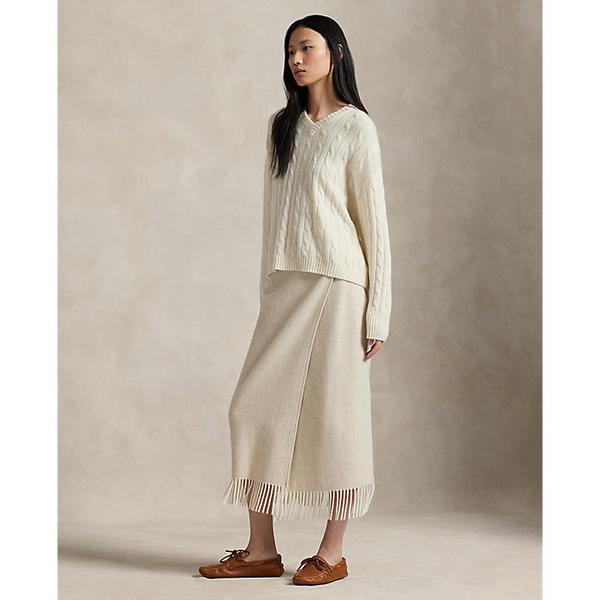 여성 프린지 헤링본 랩 스커트(WMPOSKTNDS20050101)