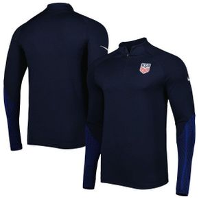 4641378 Nike Mens Navy USMNT 2022 Strike Drill Performance Raglan Quarter-Zip Long Sleeve