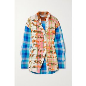 Patchwork Checked Recycled Cotton Shirt 블루