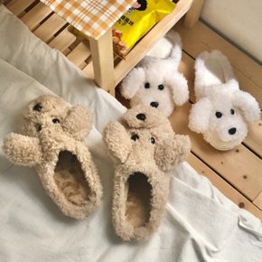 강아지 뽀글이 털실내화 슬리퍼 귀여운 거실화