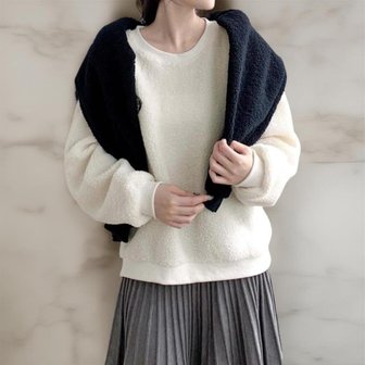 신세계라이브쇼핑 [옷자락] 여성 겨울 맨투맨 퍼 패치 루즈핏 시보리 티셔츠