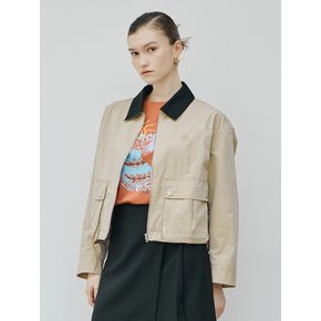 배색 스텐 칼라 아웃 포켓 숏점퍼_VB3JP70