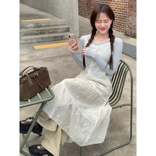Flower lace layered dress_Ivory(OC25-OPS02)