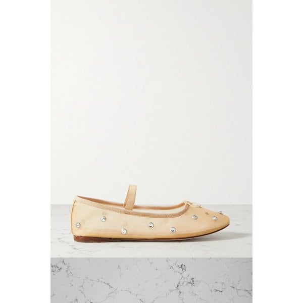 로플러 랜달 레오니 크리스털 장식 메시 발레리나 플랫 카멜 1647597309695239