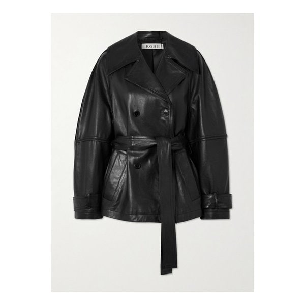 로헤 벨트 더블 브레스트 가죽 재킷 블랙 46376663162883664