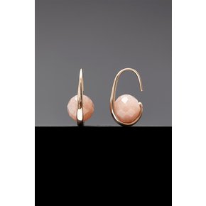 Peach Moonstone Oval Hoop Earrings